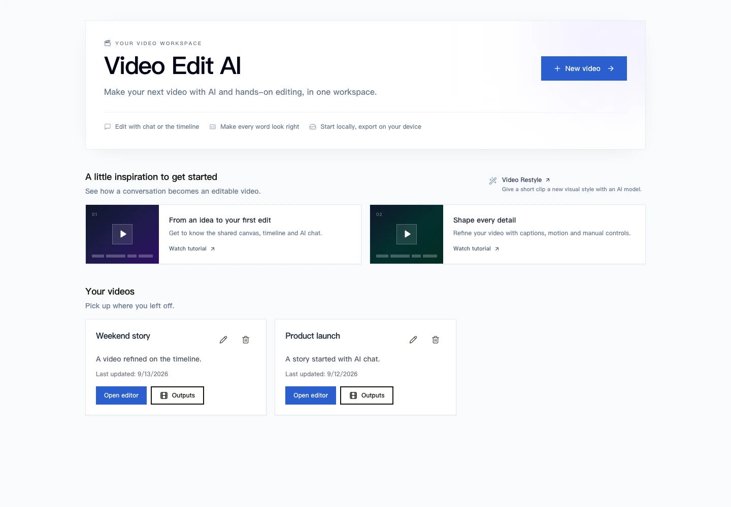 Video Edit AI projects and tutorials